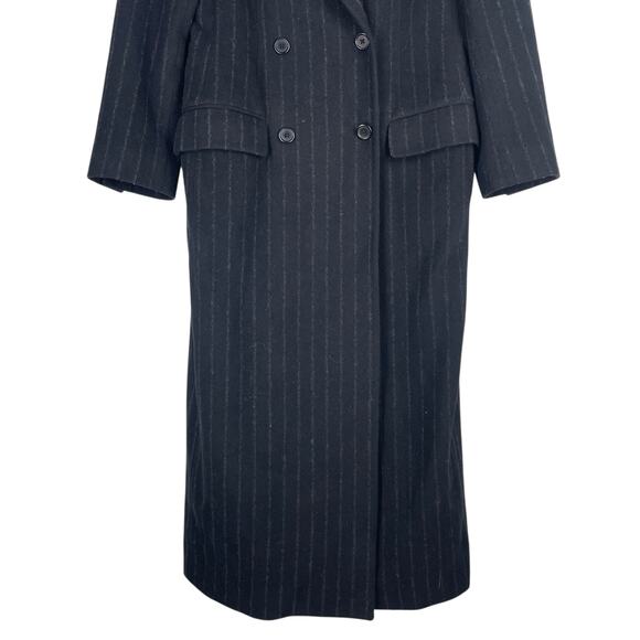Lauren Ralph Lauren Pinstripe Wool Blend Double Breated Coat Black Size 8 - Picture 5 of 10